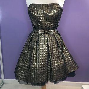 Vintage Betsey Johnson Gold Strapless Dress Seen On Glee